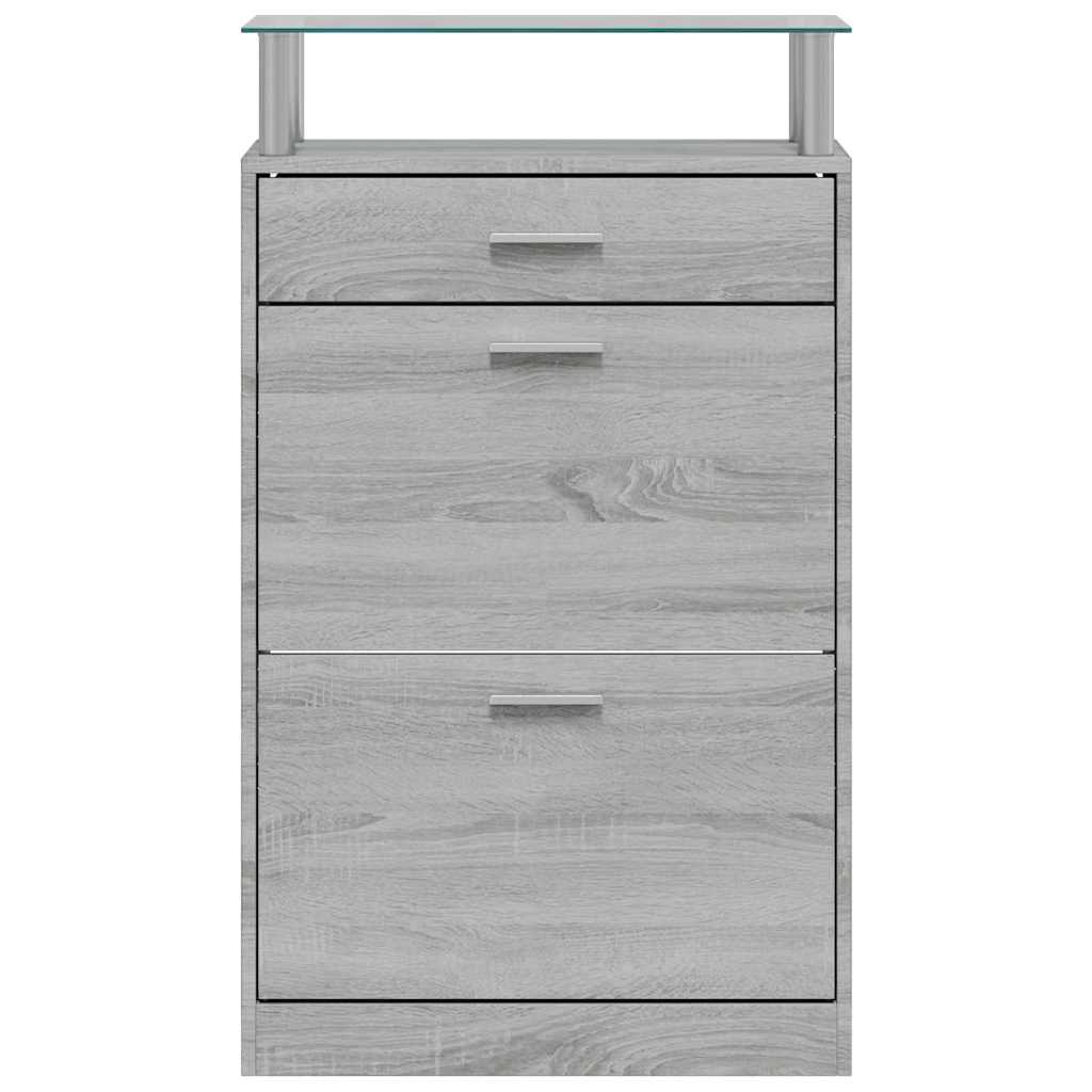 vidaXL Shoe Cabinet Grey Sonoma 63x24x104 cm Engineered Wood