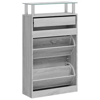 vidaXL Shoe Cabinet Grey Sonoma 63x24x104 cm Engineered Wood