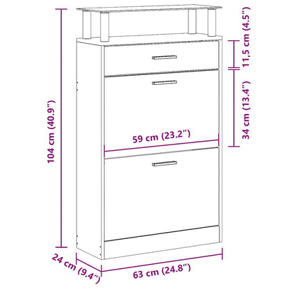 vidaXL Shoe Cabinet Brown Oak 63x24x104 cm Engineered Wood