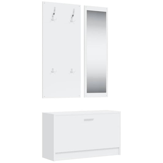 vidaXL 3-in-1 Shoe Cabinet Set White Engineered Wood