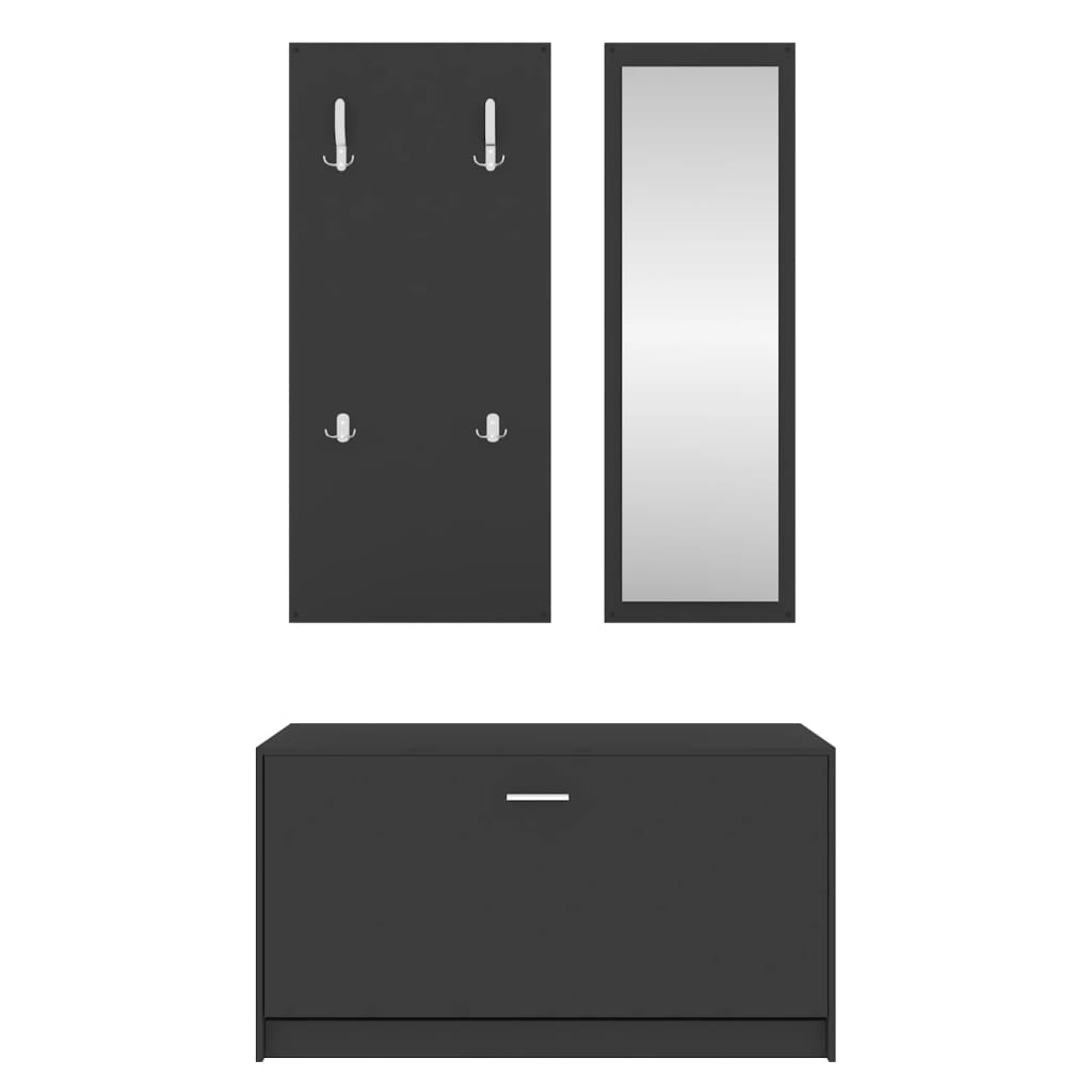 vidaXL 3-in-1 Shoe Cabinet Set Black Engineered Wood