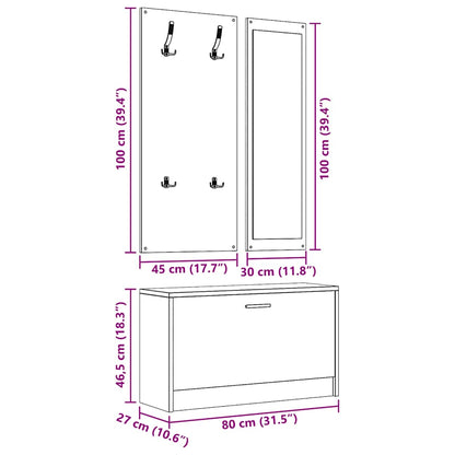vidaXL 3-in-1 Shoe Cabinet Set Sonoma Oak Engineered Wood