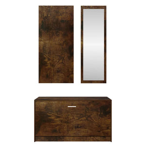 vidaXL 3-in-1 Shoe Cabinet Set Smoked Oak Engineered Wood