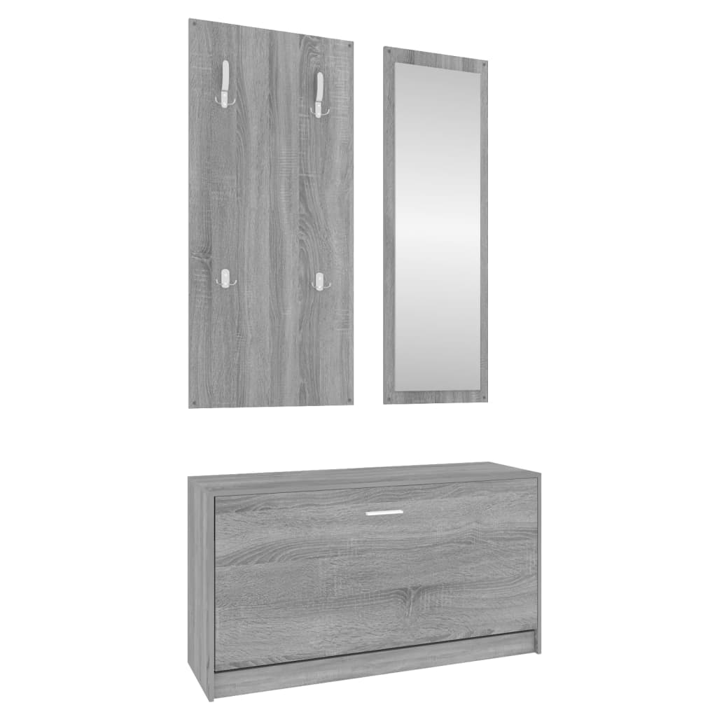 vidaXL 3-in-1 Shoe Cabinet Set Grey Sonoma Engineered Wood