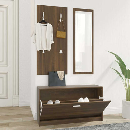 vidaXL 3-in-1 Shoe Cabinet Set Brown Oak Engineered Wood