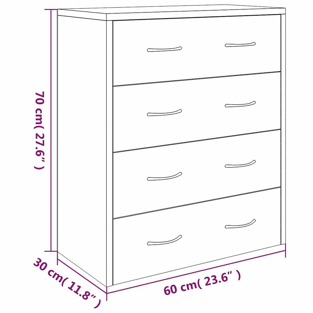 vidaXL Sideboard with 4 Drawers 60x30,5x71 cm Concrete Grey