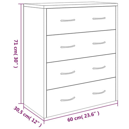 vidaXL Sideboard with 4 Drawers 60x30.5x71 cm Grey Sonoma