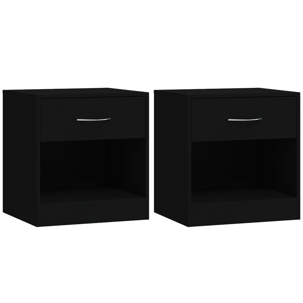 vidaXL Bedside Cabinets 2 pcs with Drawer Black