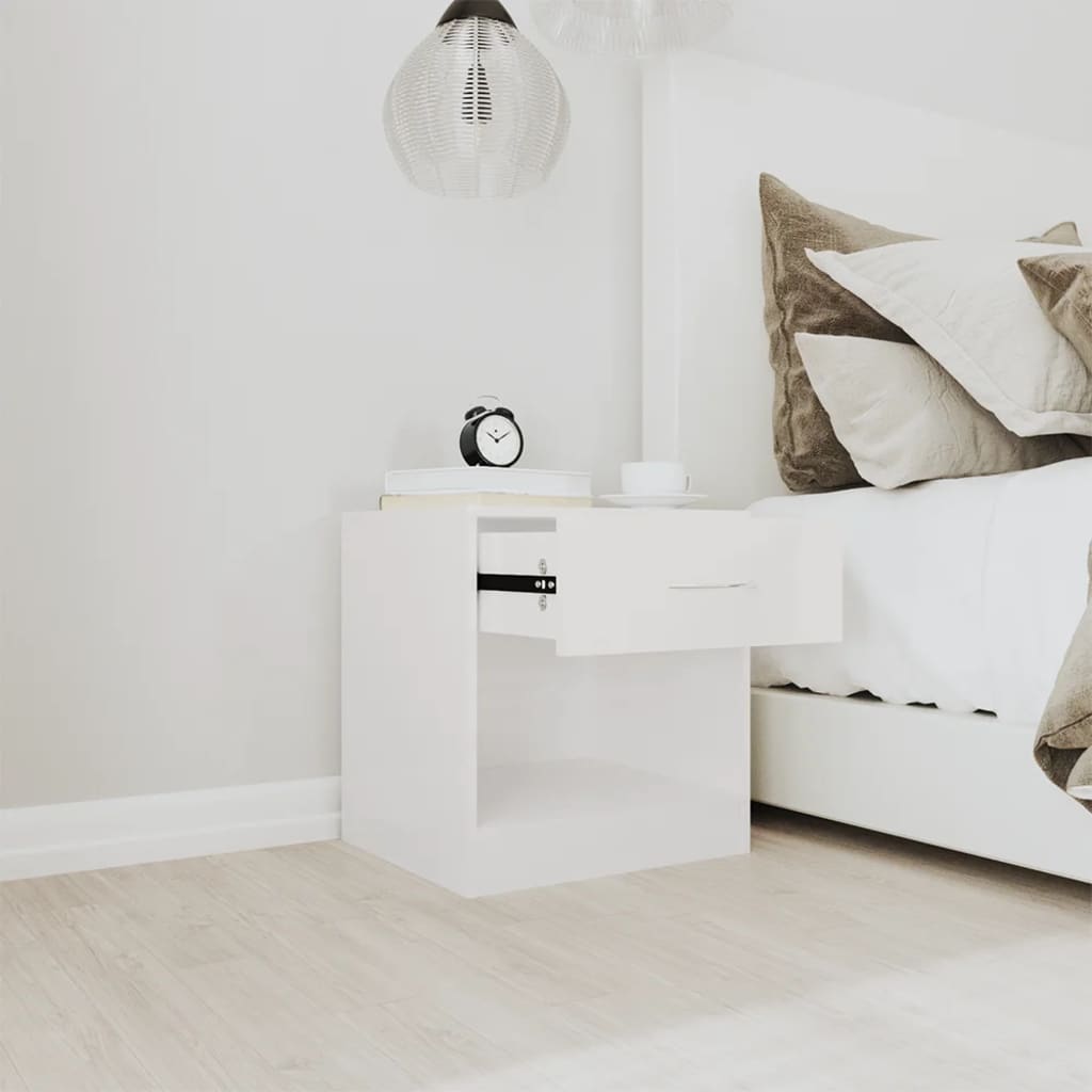 vidaXL Bedside Cabinets 2 pcs with Drawer High Gloss White