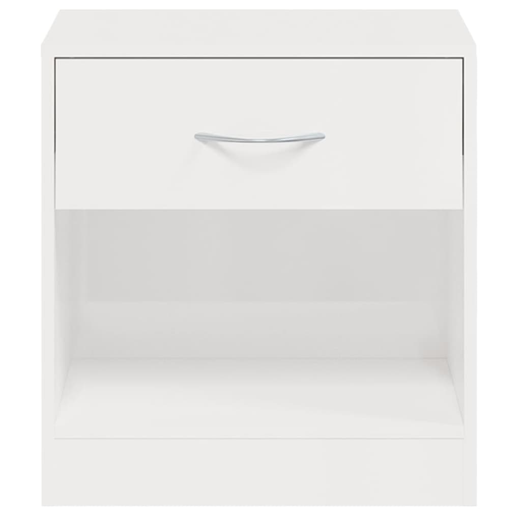 vidaXL Bedside Cabinets 2 pcs with Drawer High Gloss White