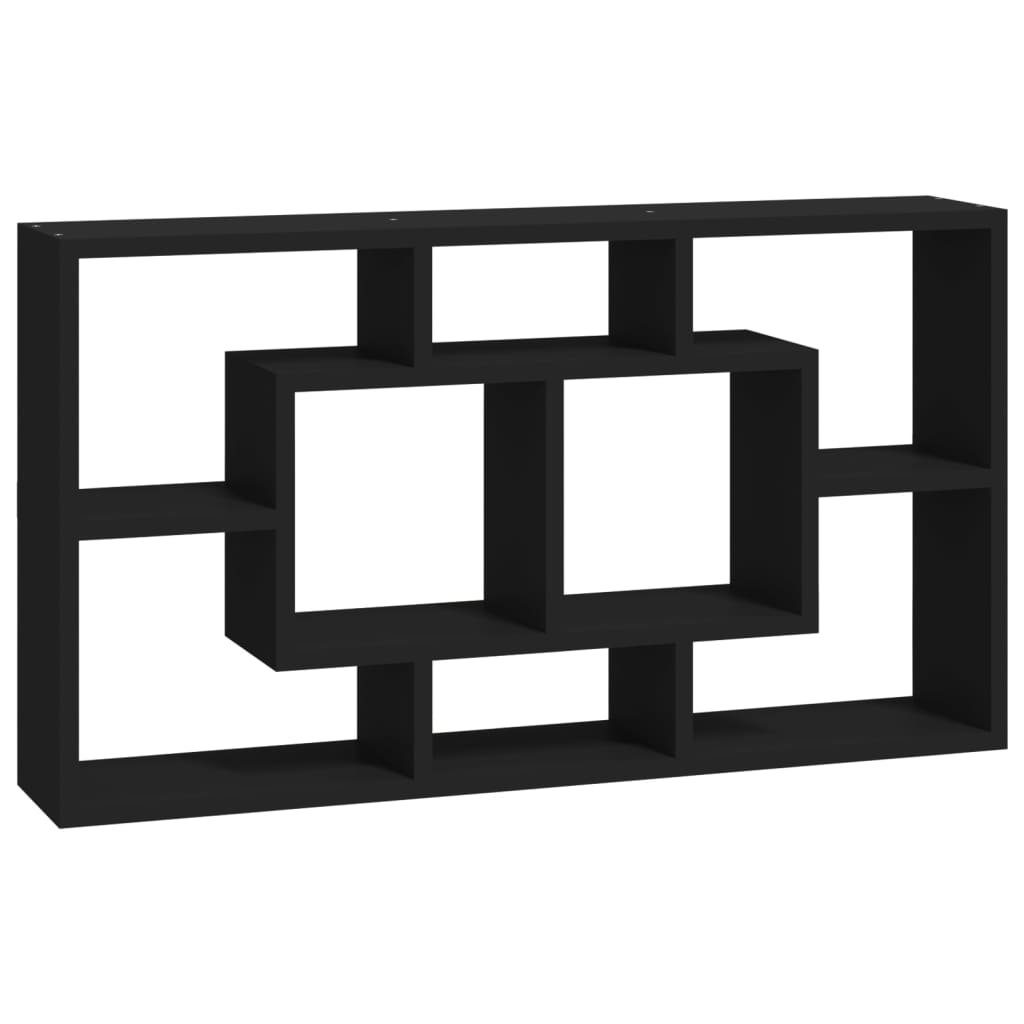 vidaXL Wall Display Shelf 8 Compartments Black