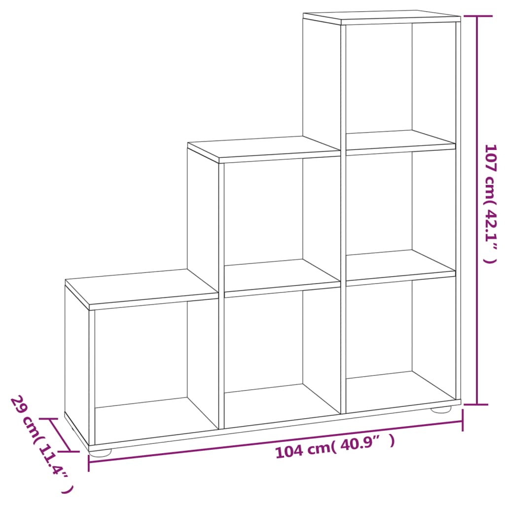 vidaXL Staircase Bookcase Concrete Grey 107 cm Engineered Wood