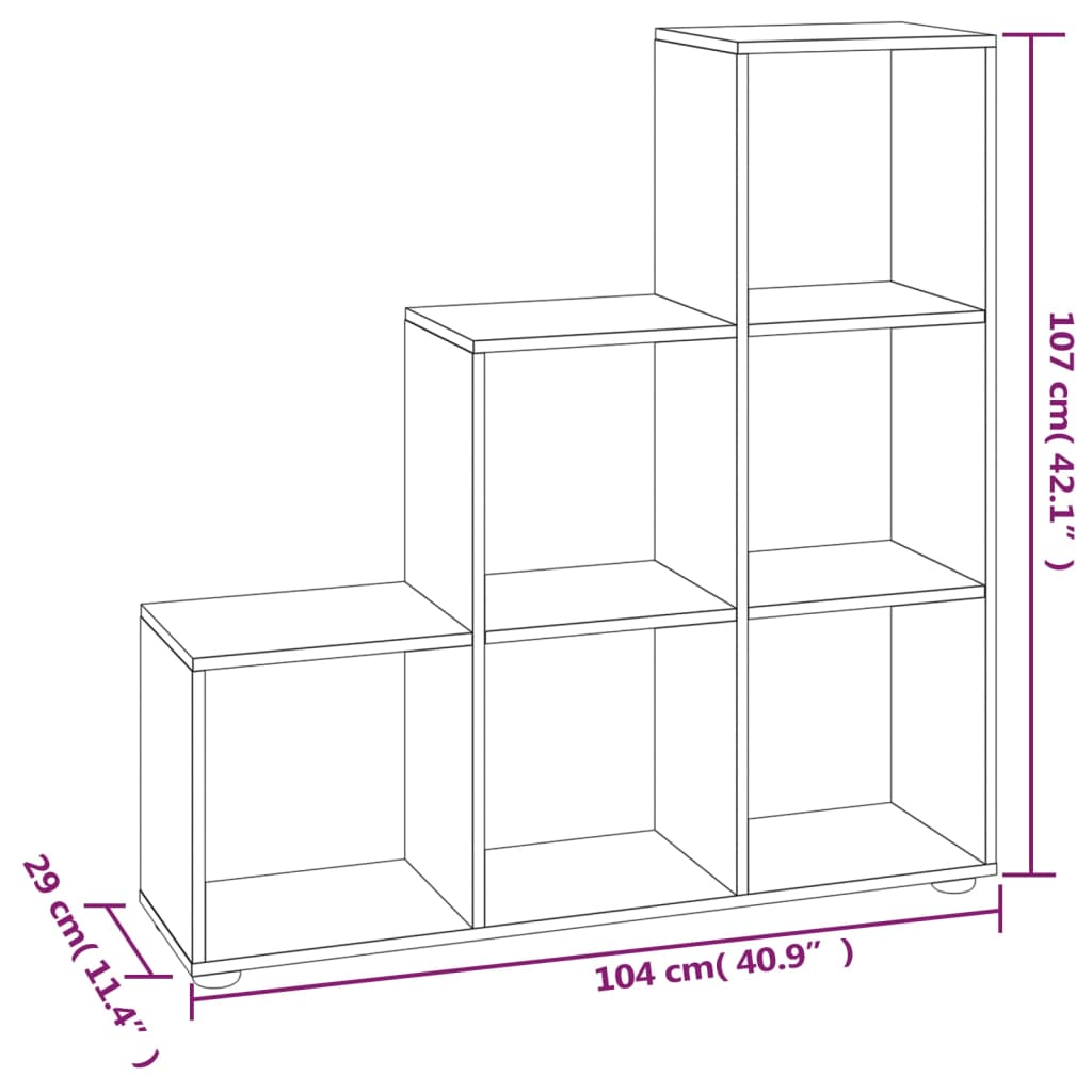 vidaXL Staircase Bookcase High Gloss White 107 cm Engineered Wood