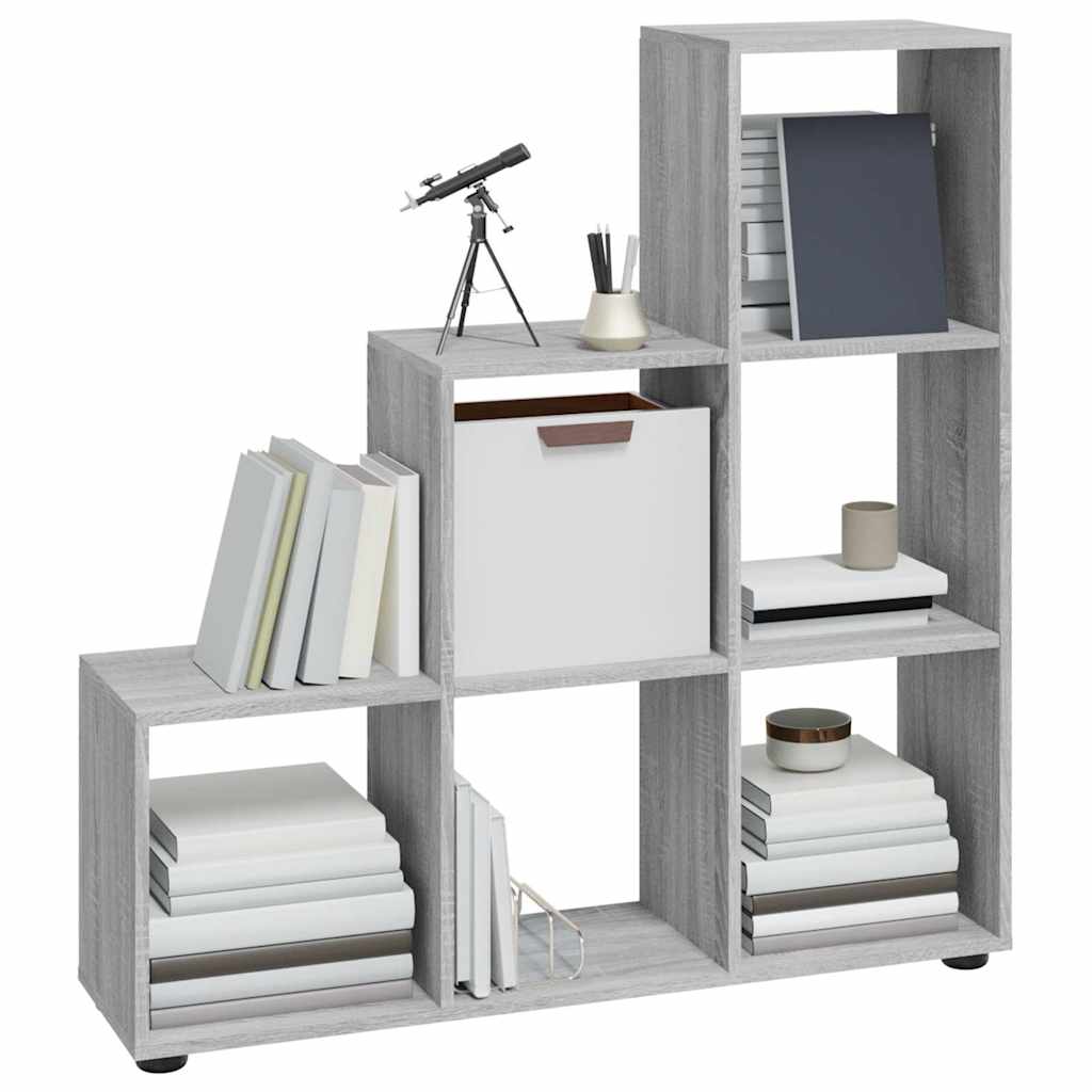 vidaXL Staircase Bookcase Grey Sonoma 107 cm Engineered Wood