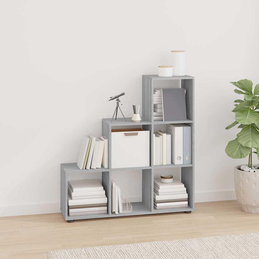 vidaXL Staircase Bookcase Grey Sonoma 107 cm Engineered Wood