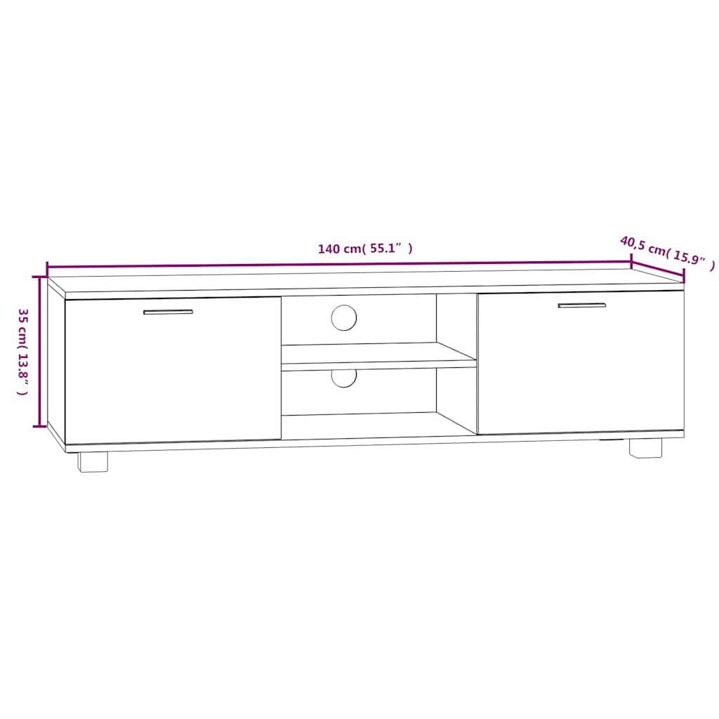 vidaXL TV Cabinet Brown Oak 140x40.5x35 cm Engineered Wood