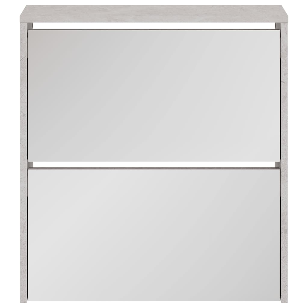 vidaXL Shoe Cabinet with Mirror 2-Layer Concrete Grey 63x17x67 cm