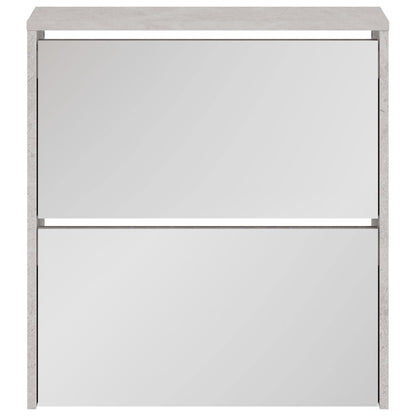 vidaXL Shoe Cabinet with Mirror 2-Layer Concrete Grey 63x17x67 cm