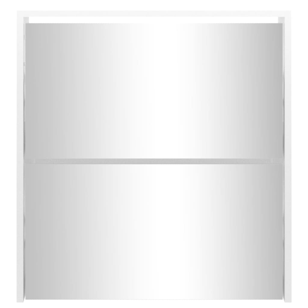vidaXL Shoe Cabinet with Mirror 2-Layer High Gloss White 63x17x67 cm