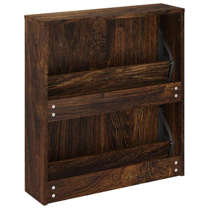 vidaXL Shoe Cabinet with Mirror 2-Layer Smoked Oak 63x17x67 cm
