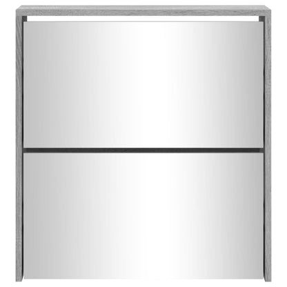 vidaXL Shoe Cabinet with Mirror 2-Layer Grey Sonoma 63x17x67 cm