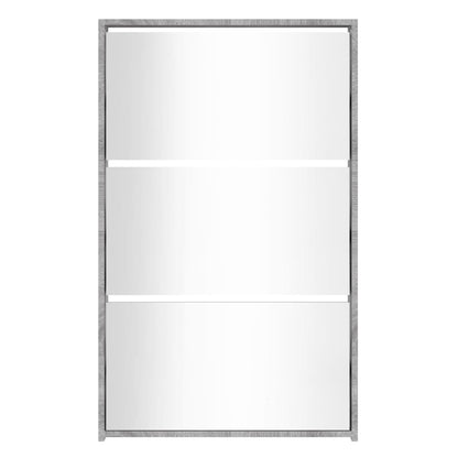 vidaXL Shoe Cabinet with Mirror 3-Layer Grey Sonoma 63x17x102.5 cm
