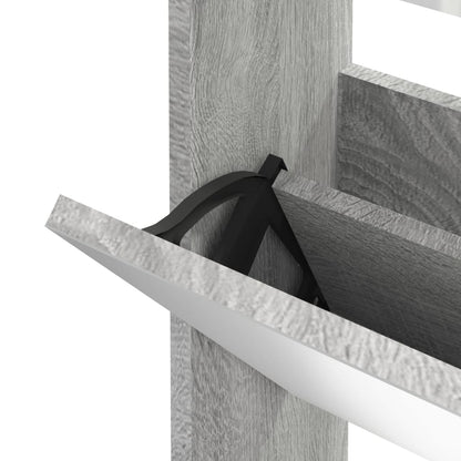 vidaXL Shoe Cabinet with Mirror 3-Layer Grey Sonoma 63x17x102.5 cm