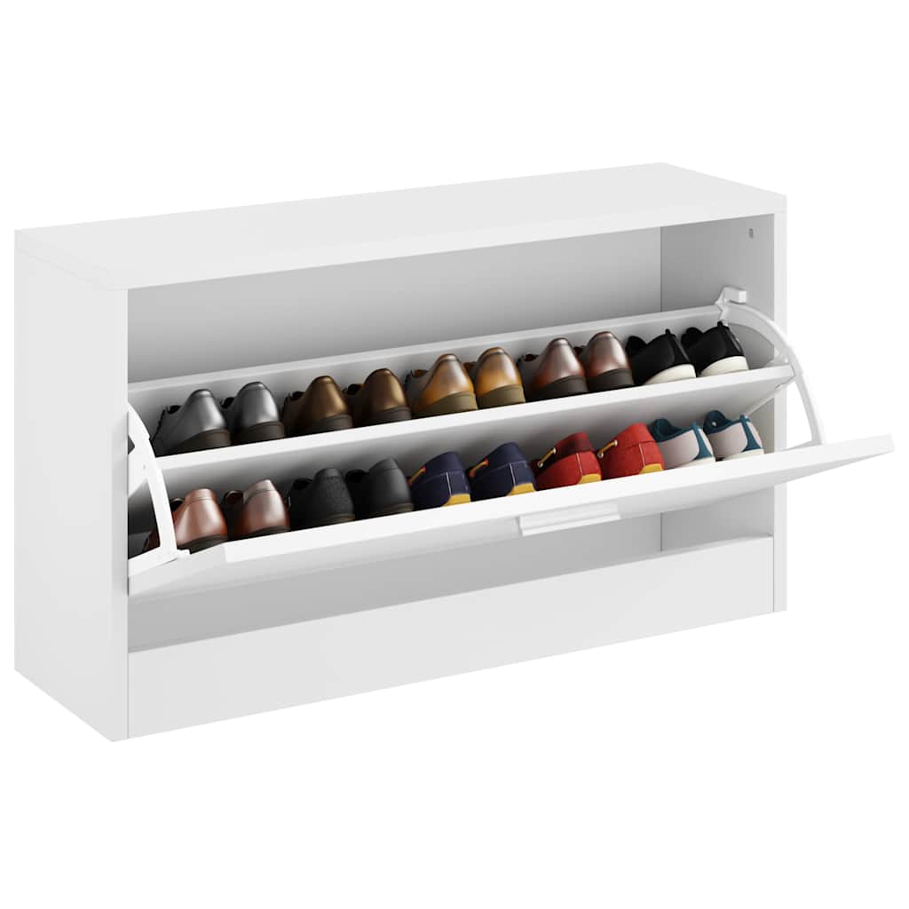 vidaXL Shoe Bench High Gloss White 80x24x45 cm Engineered Wood