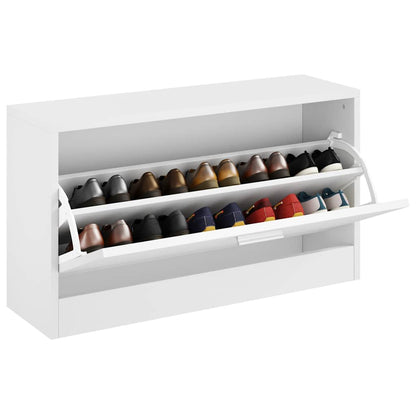 vidaXL Shoe Bench High Gloss White 80x24x45 cm Engineered Wood