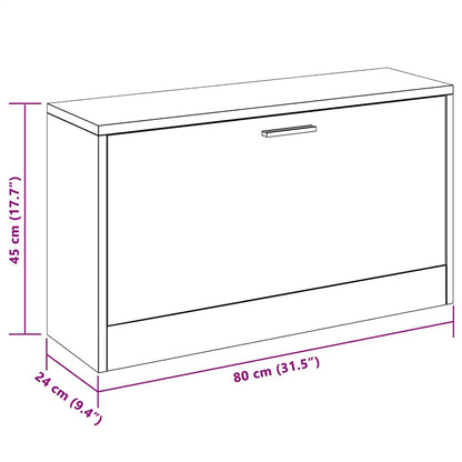 vidaXL Shoe Bench High Gloss White 80x24x45 cm Engineered Wood