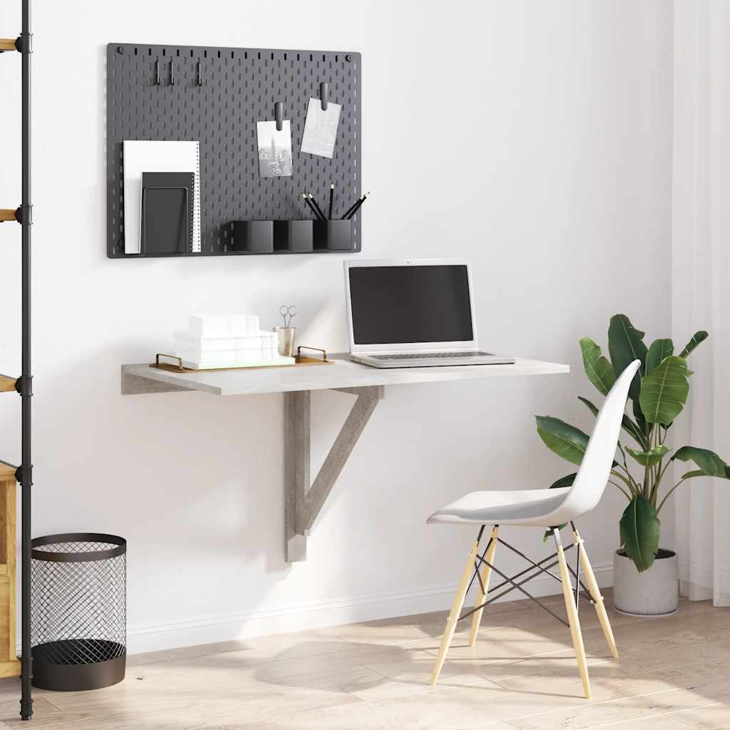 vidaXL Folding Wall Table Concrete Grey 100x60x56 cm Engineered Wood