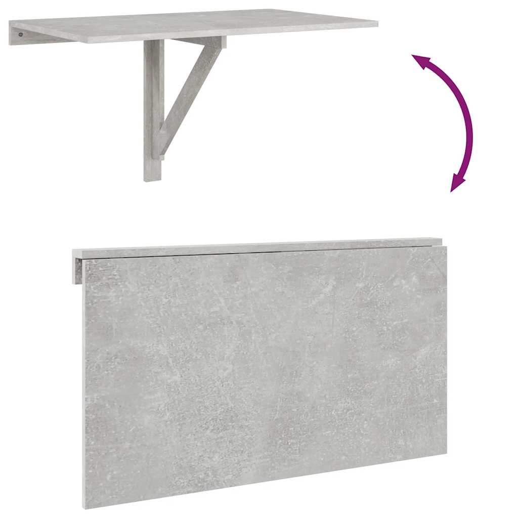 vidaXL Folding Wall Table Concrete Grey 100x60x56 cm Engineered Wood