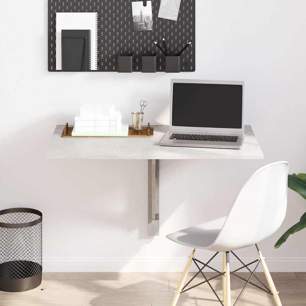 vidaXL Folding Wall Table Concrete Grey 100x60x56 cm Engineered Wood