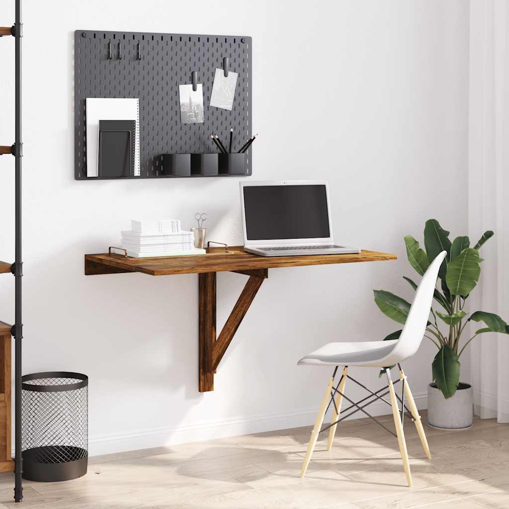 vidaXL Folding Wall Table Smoked Oak 100x60x56 cm Engineered Wood