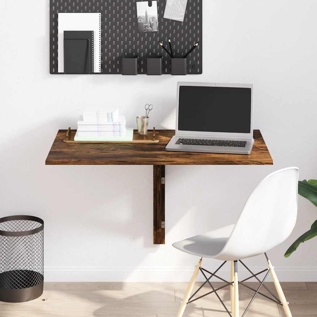 vidaXL Folding Wall Table Smoked Oak 100x60x56 cm Engineered Wood