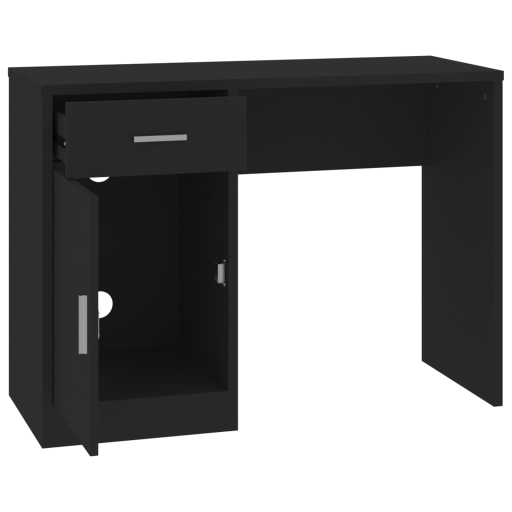 vidaXL Desk with Drawer&Cabinet Black 100x40x73 cm Engineered Wood