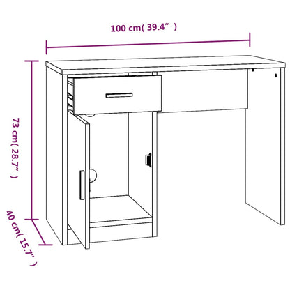vidaXL Desk with Drawer&Cabinet Black 100x40x73 cm Engineered Wood