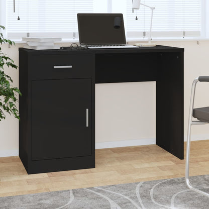 vidaXL Desk with Drawer&Cabinet Black 100x40x73 cm Engineered Wood