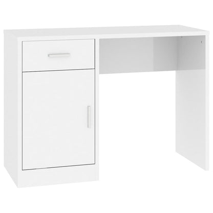 vidaXL Desk with Drawer&Cabinet High Gloss White 100x40x73 cm