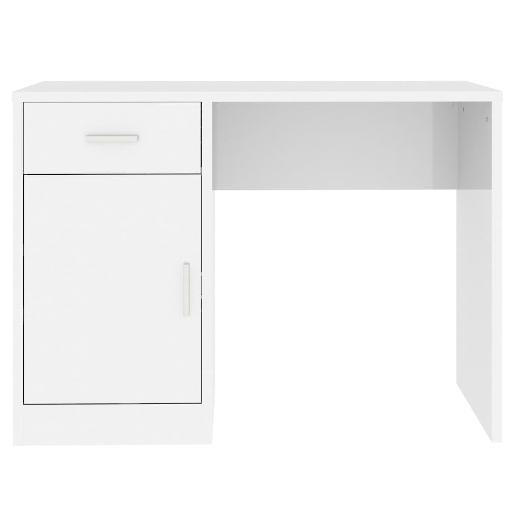 vidaXL Desk with Drawer&Cabinet High Gloss White 100x40x73 cm