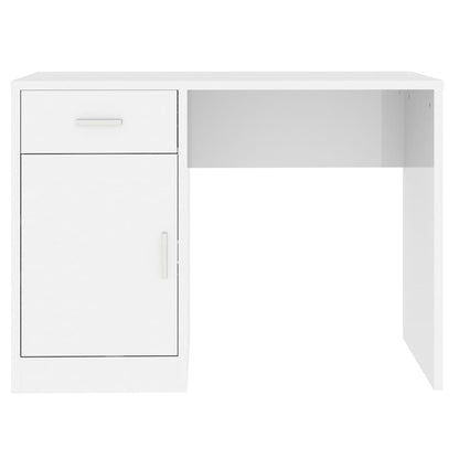 vidaXL Desk with Drawer&Cabinet High Gloss White 100x40x73 cm