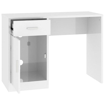 vidaXL Desk with Drawer&Cabinet High Gloss White 100x40x73 cm
