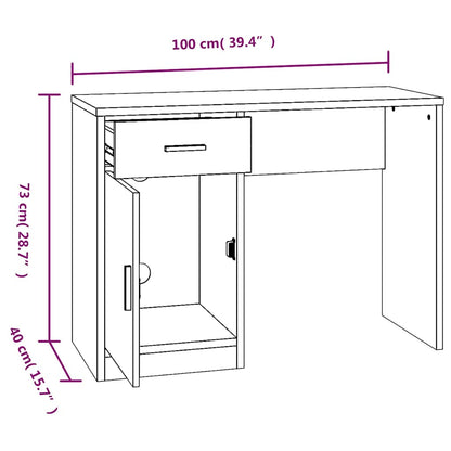 vidaXL Desk with Drawer&Cabinet High Gloss White 100x40x73 cm