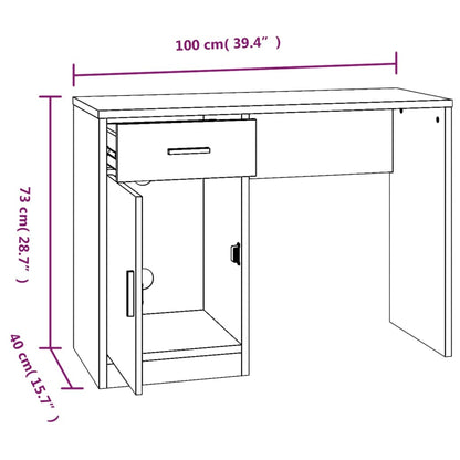 vidaXL Desk with Drawer&Cabinet Grey Sonoma 100x40x73 cm Engineered Wood