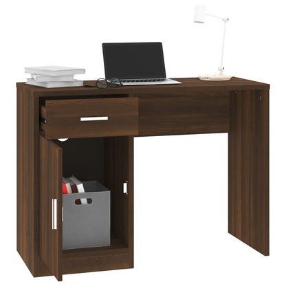 vidaXL Desk with Drawer&Cabinet Brown Oak 100x40x73 cm Engineered Wood