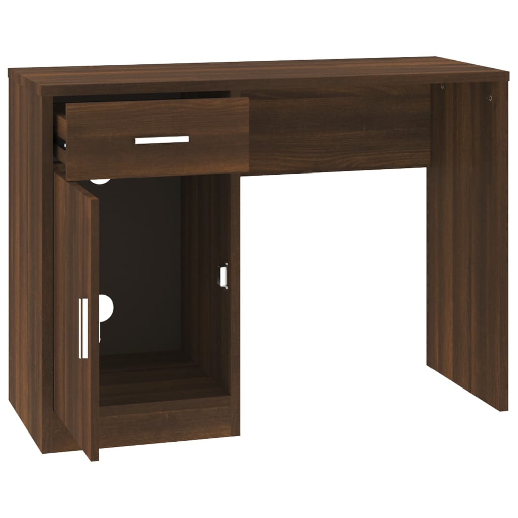 vidaXL Desk with Drawer&Cabinet Brown Oak 100x40x73 cm Engineered Wood