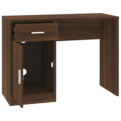 vidaXL Desk with Drawer&Cabinet Brown Oak 100x40x73 cm Engineered Wood