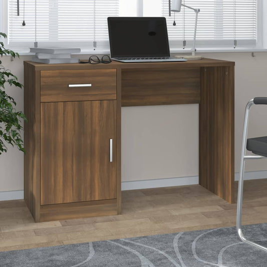 vidaXL Desk with Drawer&Cabinet Brown Oak 100x40x73 cm Engineered Wood