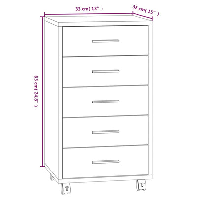 vidaXL Drawer Cabinet with Castors Concrete Grey Engineered Wood