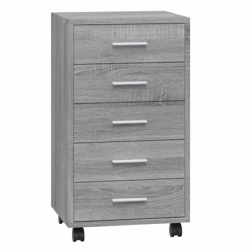vidaXL Drawer Cabinet with Castors Grey Sonoma Engineered Wood